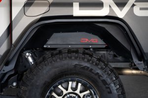 Jeep Gladiator JT Fender Flares - Front - DV8 Offroad - Slim, Micro-texture, Dual Stage Daytime Running Lights - Black - `20-`23